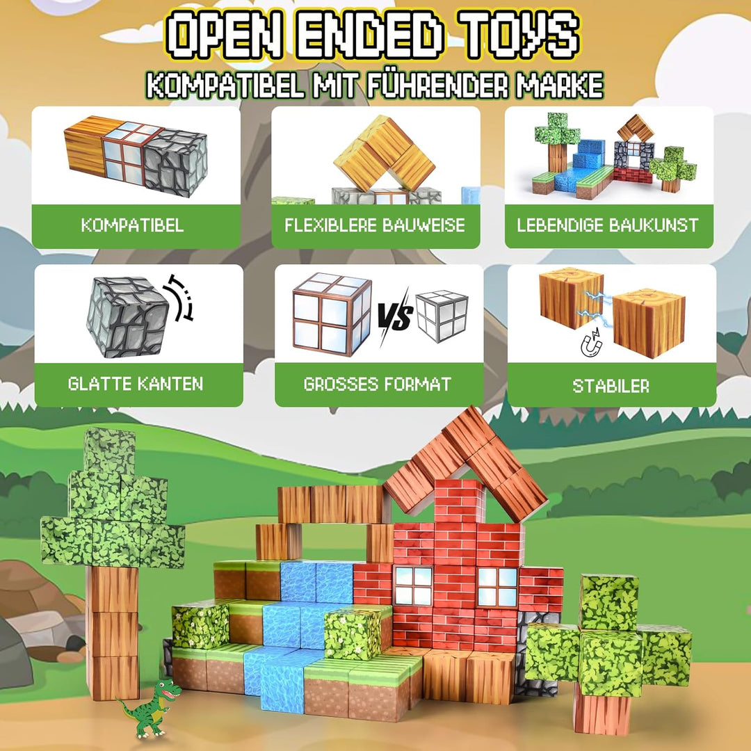 Ulikey Magnetische Bausteine, 80 Stück Magnetic Building Cubes 2.5CM Magnetische Würfel Set Wald Mag