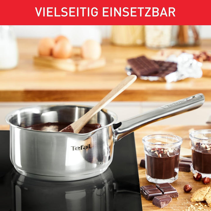 TEFAL DUETTO Stielkasserolle 16cm | A70522 | Edelstahl-Kochgeschirr | mit Siebdeckel und Ausgiesshil