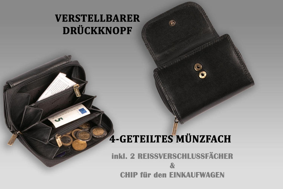 MATADOR® Echt Leder Geldbörse Damen Portemonnaie für Frauen TüV geprüfter RFID & NFC Schutz Geldtasc