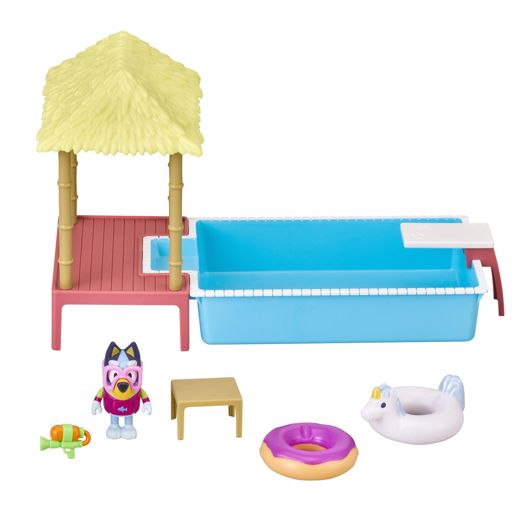 moose toys Blueys Pool-Spielset mit Figur (6,3–7,6 cm) und Zubehör Einzelbett, Einzelbett