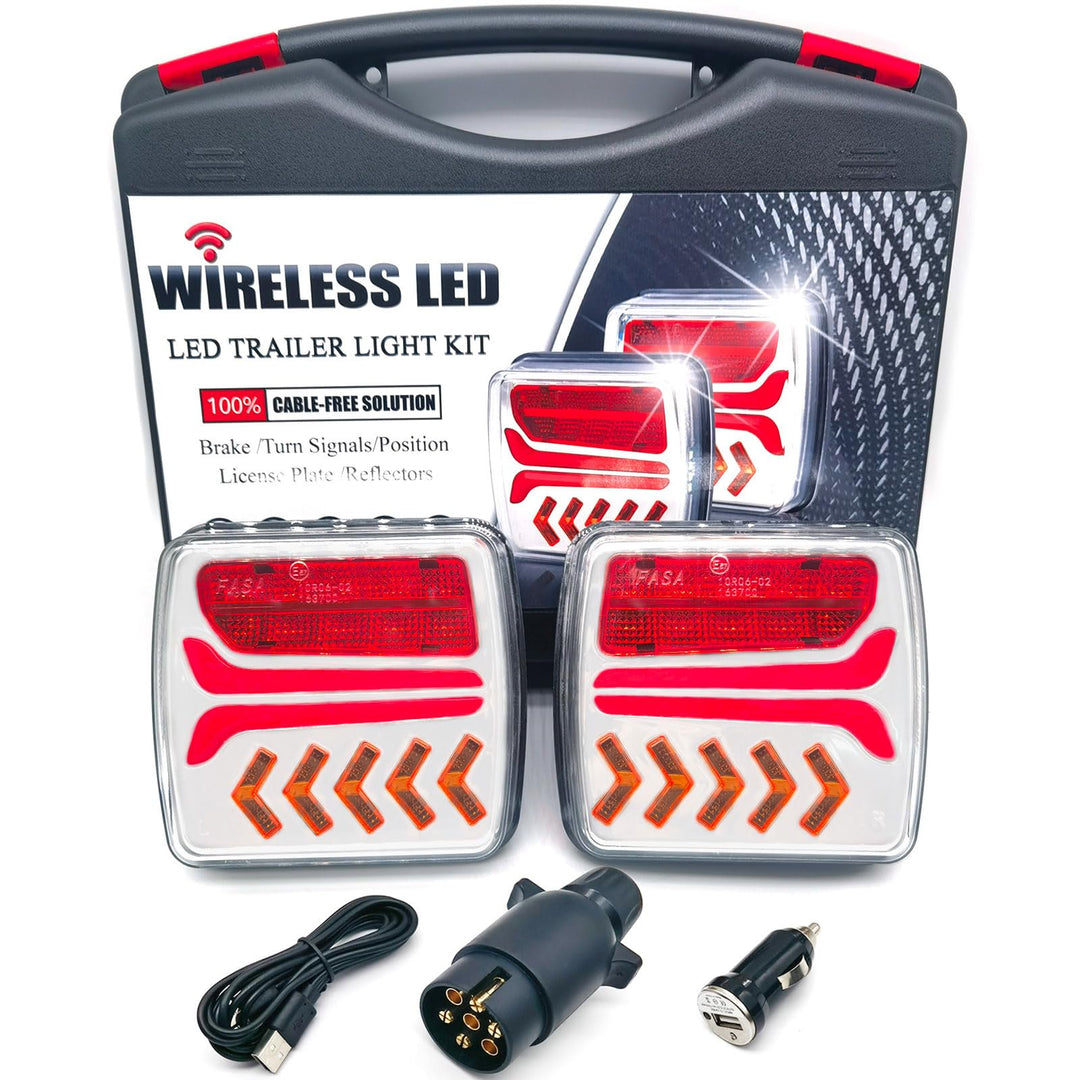 Kabelloss Rückleuchten LED Anhänger mit Magnet, 12V Funk Rücklicht Satz - Wasserdicht, Wiederaufladb