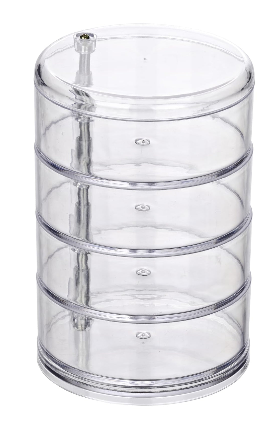 WENKO Kosmetik Organizer Tower, Aufbewahrung für Make-up und Haarschmuck, 4 Fächer, Acryl, Transpare