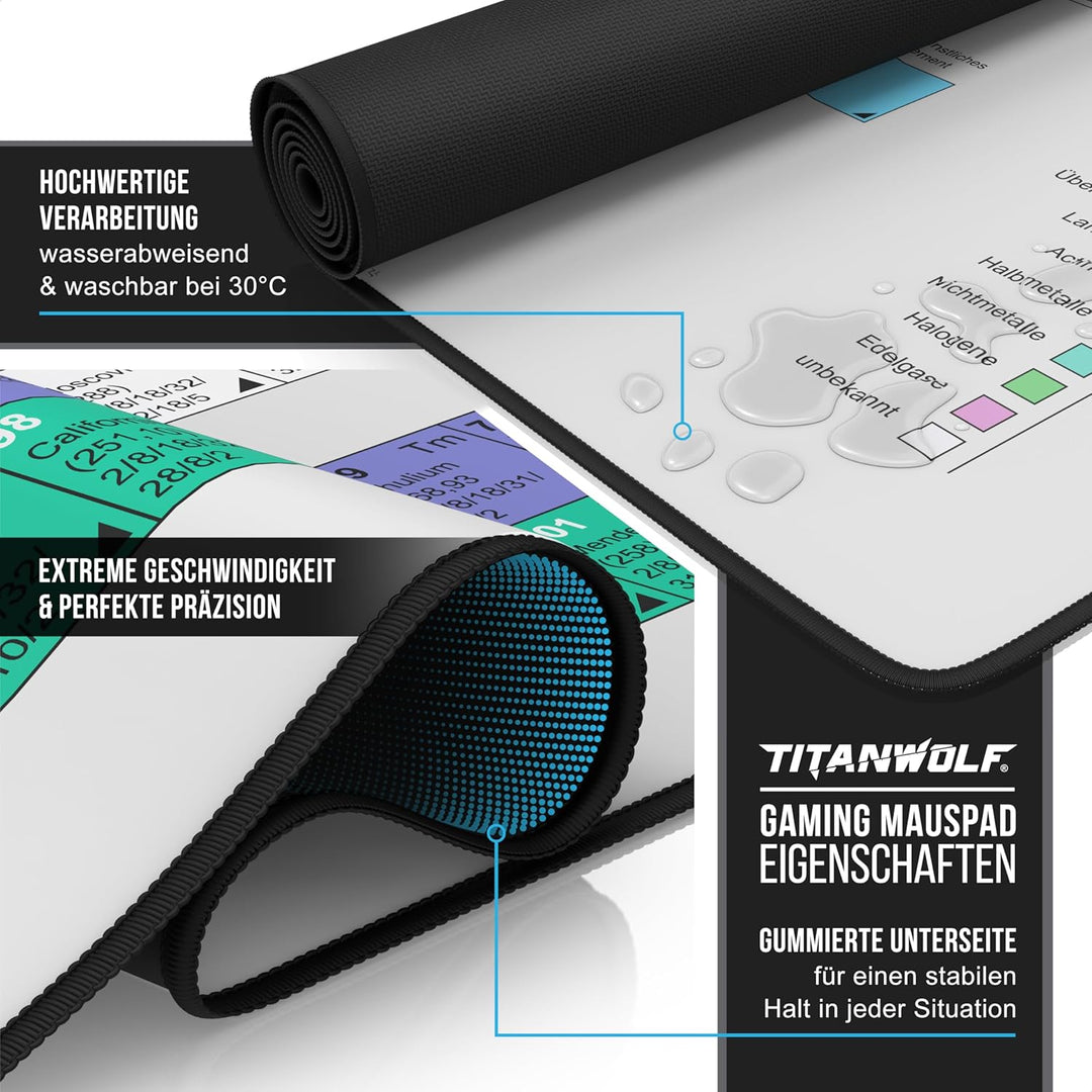 Titanwolf - XXXL Übergrösse Mauspad 1200x600mm, Gaming Mousepad Gross 120x60 cm Tischunterlage Large