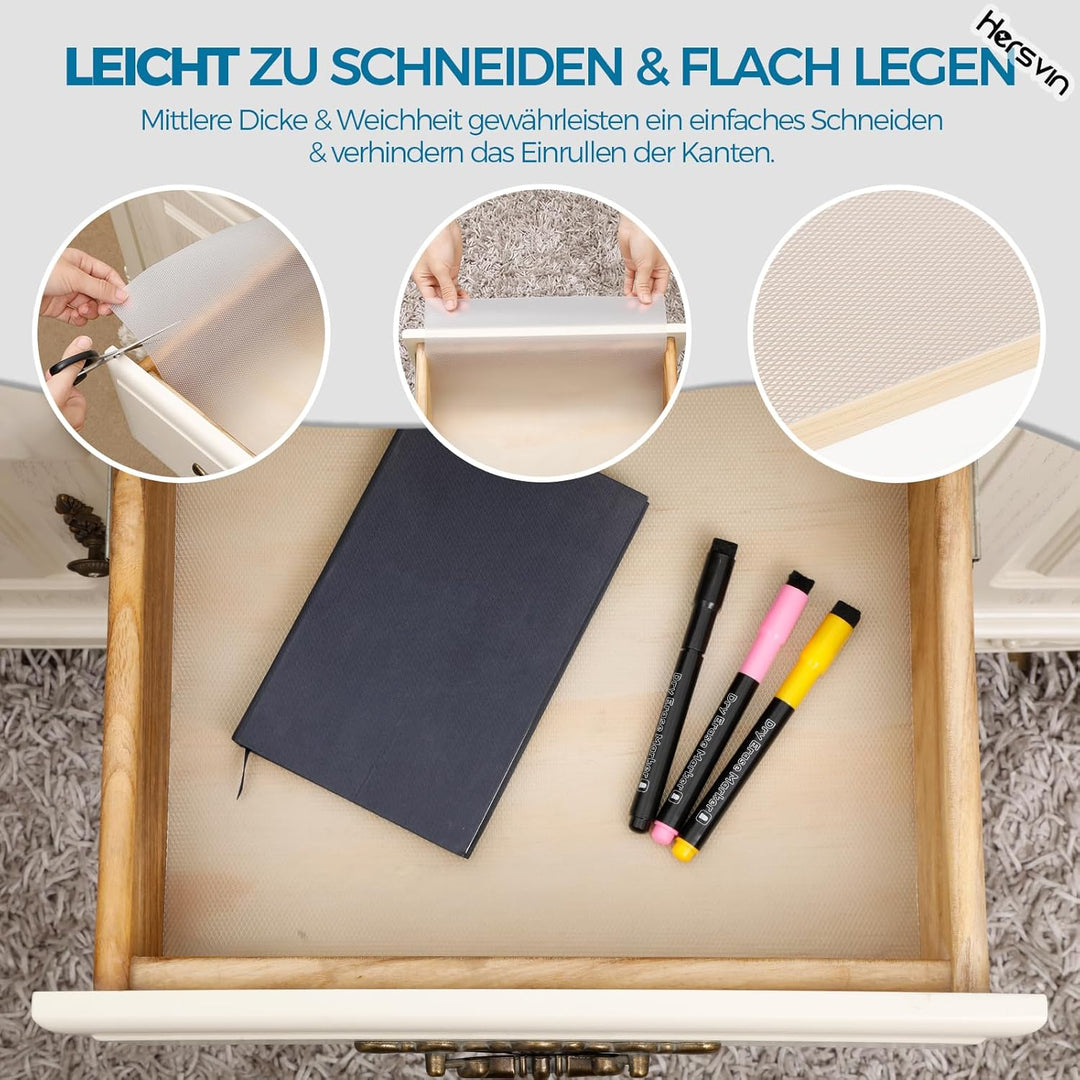 Hersvin Schubladenmatte (Übergrösse) 60cmx500cm Schrankpapier Schubladeneinlage Eva Wasserfest Nicht