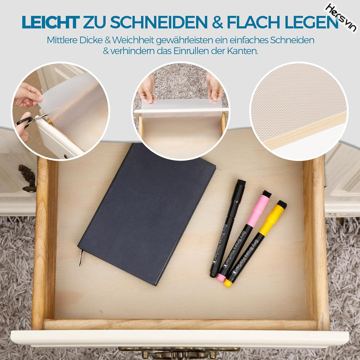 Hersvin Schubladenmatte (Übergrösse) 60cmx500cm Schrankpapier Schubladeneinlage Eva Wasserfest Nicht