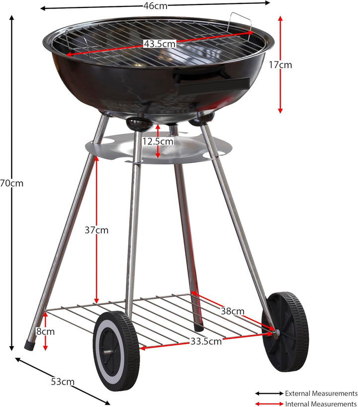 Garden Vida Memphis Kugelgrill Grill Freistehend Grill Garten Outdoor Tragbar Picknick Party Camping
