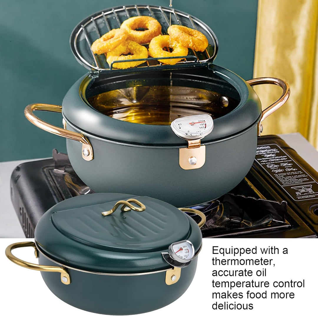 Frittiertopf Im Japanischen Stil Friteuse Mit Temperaturanzeige Edelstahl Dunkelgrüne Friteusen Und
