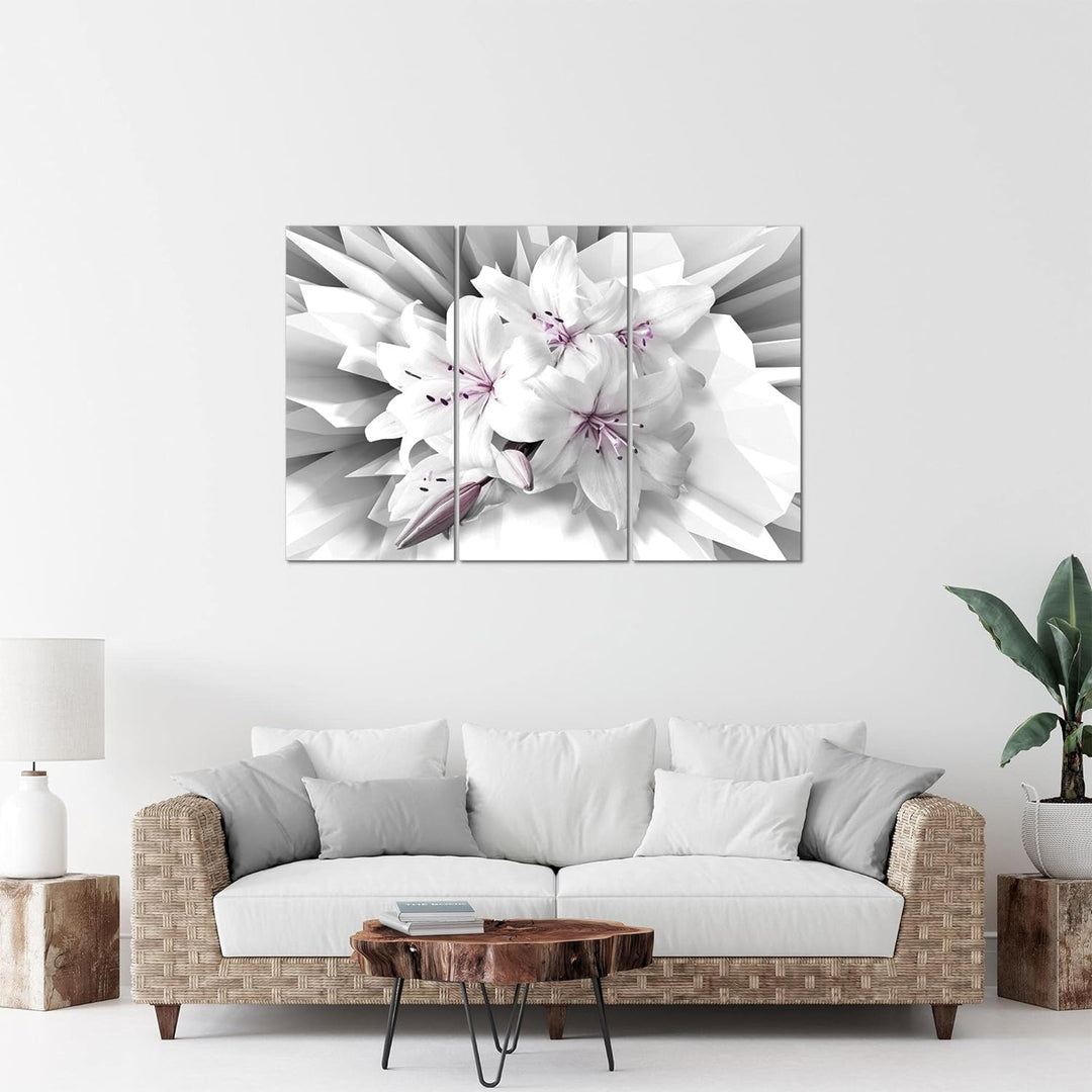 Runa Art Wandbilder Blumen Lilien Bild XXL Wohnzimmer Schlafzimmer Grau Violett Abstrakt 120 x 80 cm