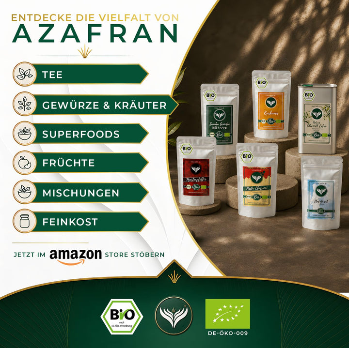 Azafran BIO Kurkuma Pulver, Kurkumawurzel fein gemahlen, Kurkumapulver als Gewürz oder für Curcuma T