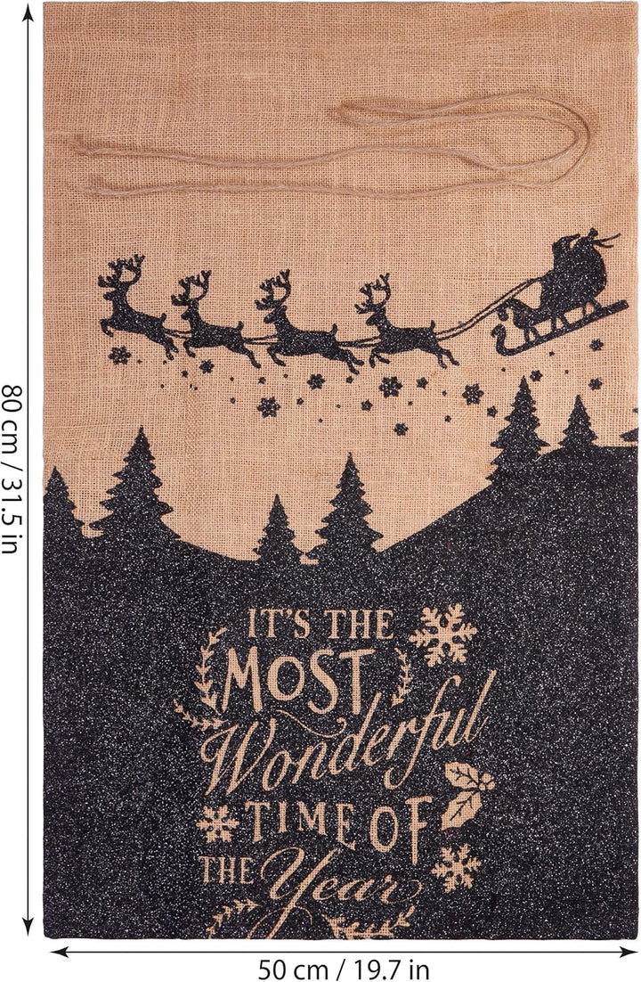 BRUBAKER 3er Set Weihnachtssack - 80 cm Geschenksack mit weihnachtlichen Motiven - Nikolausbeutel zu