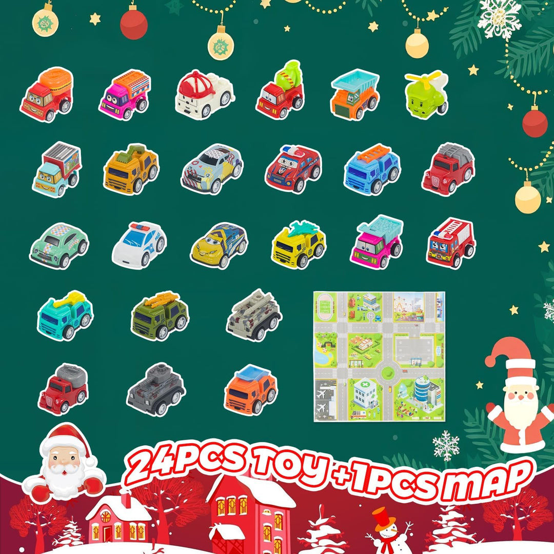 Adventskalender Auto Kinder 2024, Spielzeug ab 2 3 4 5 6 Jahre Junge Weihnachtskalender Kinder 2-6 J