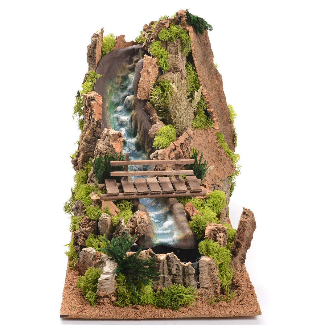 Holyart Wasserfall mit Fluss Krippe 35x25x54 cm
