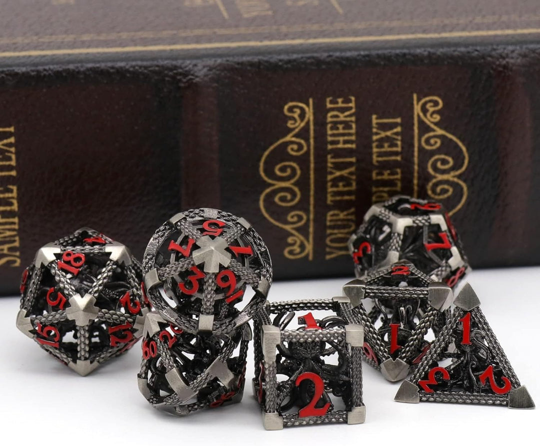 DND Würfelset Rollenspiel, Polyedrische Würfel Set D&amp;D Würfel Set Metall ZHOORQI 7 Stück Der Cthulhu