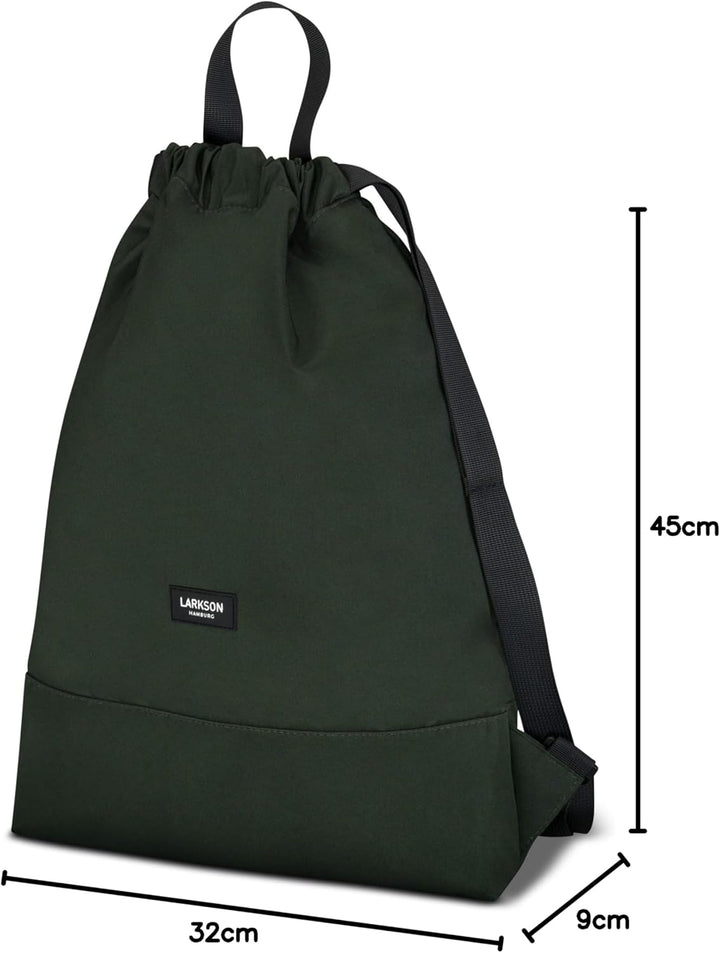 LARKSON Turnbeutel Damen &amp; Herren Dunkelgrün - No 7 - Rucksack Damen für Sport und Festival - Beutel