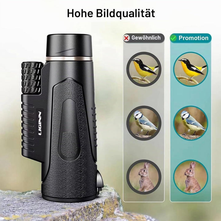Monokular Teleskop 12x50, HD Monokulars Fernglas mit Smartphone Halterung Stativ, FMC BAK4 Prisma Wa