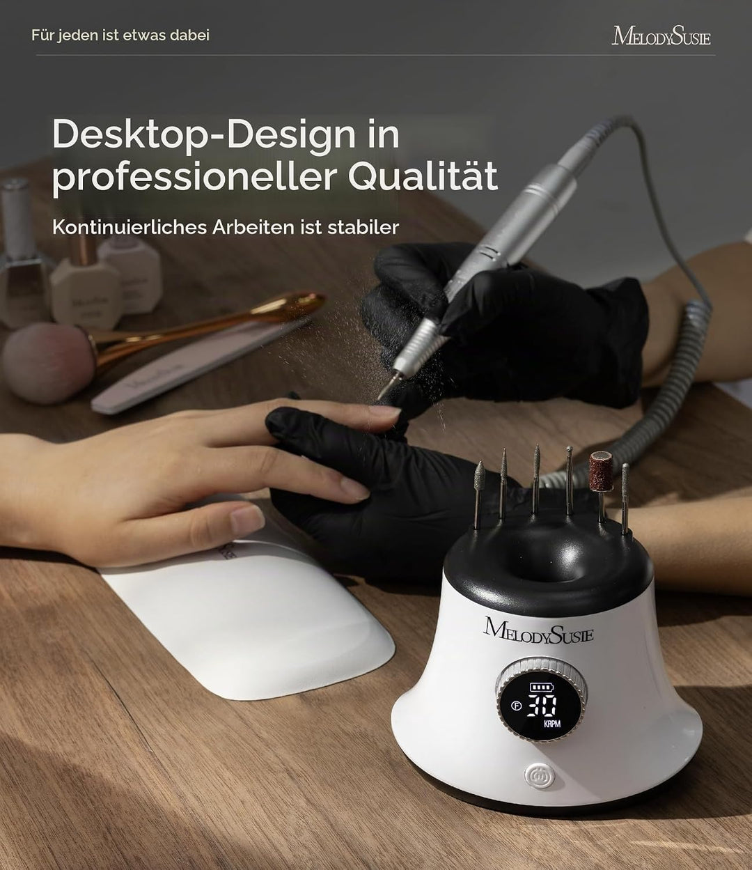 MelodySusie Elektrischer Nagelfräser, SC320G 30000U/MIN Professionelles Nagelfeilen-Bit &amp; Schleifbän