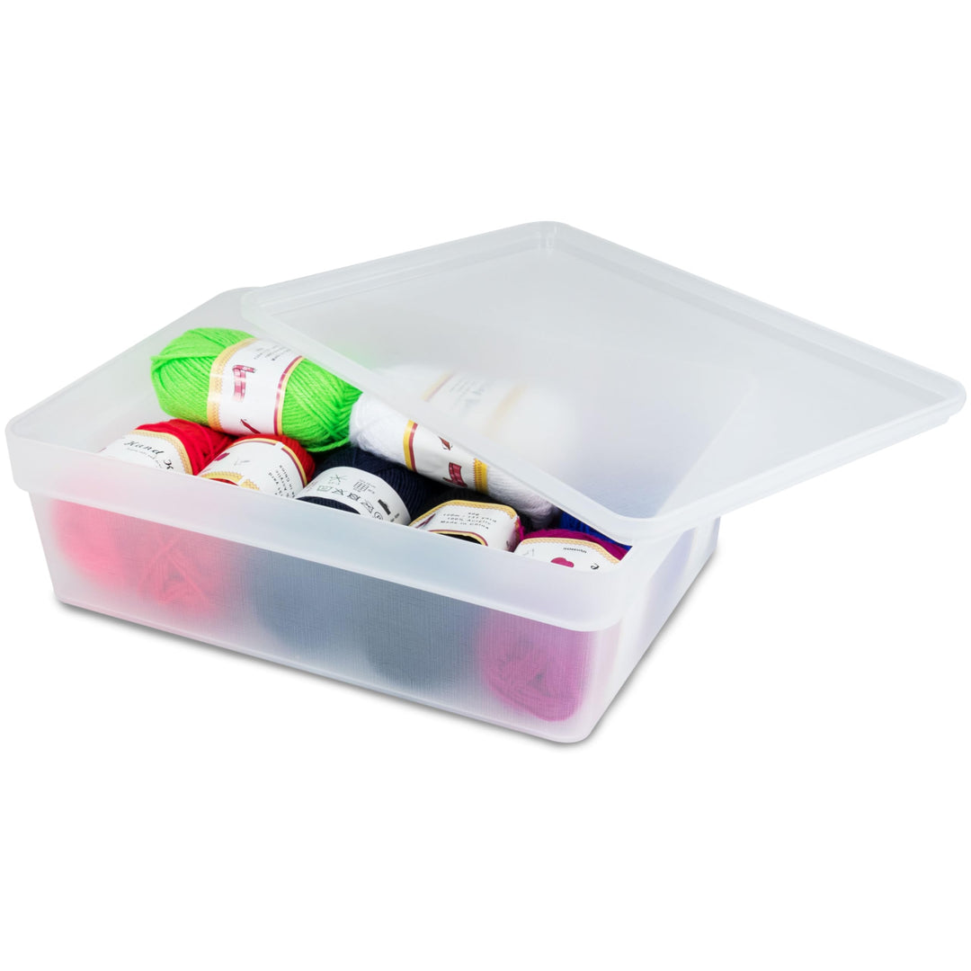9x Ordnungsbox Deckel stapelbar DINA4-Format 36,5x26x12cm 11L Ordnungskorb Milchig-transparent 9 Stü