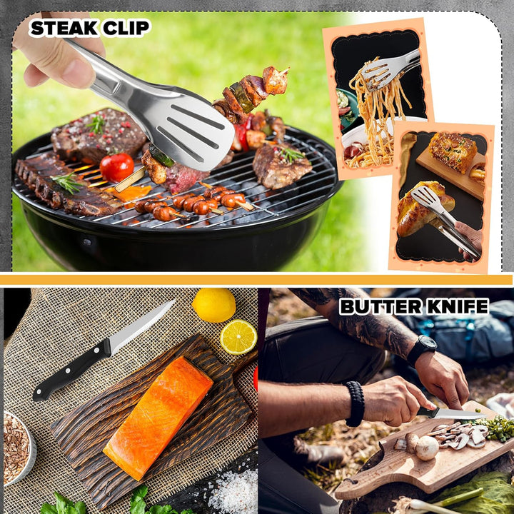 Camping Geschirr Set 4 Personen, 22 Stück Outdoor Geschirr, Besteck Camping mit Löffel, Gabel, Messe