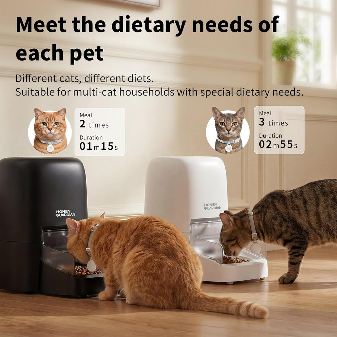 Futterautomat Katze RFID, 5G WiFi Futterspender Katze mit Collar-Tag-Sensor, 4.6L Katzenfutter Autom