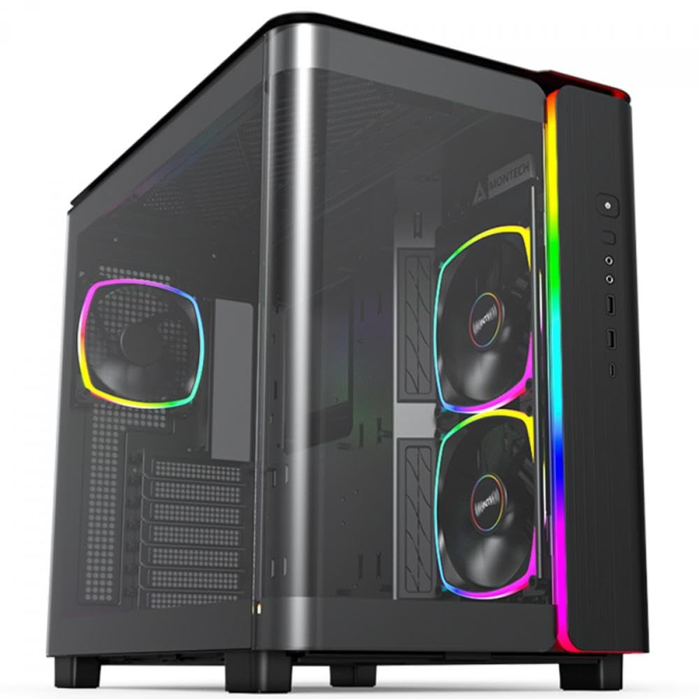 MONTECH, King 95 PRO Dual-Chamber ATX Mid-Tower PC-Gaming-Gehäuse, hoher Luftstrom, werkzeuglose Pan