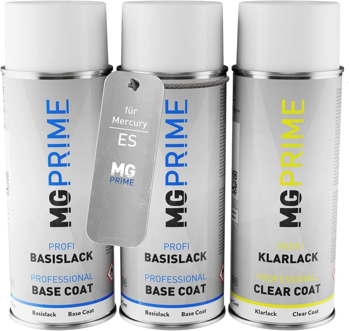 MG PRIME Autolack Sprühdosen Set für Mercury ES/EBUAWHA Performance Red Grundlack Basislack Klarlack