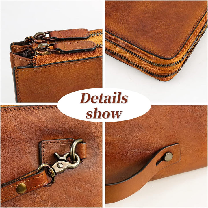 Herren Geldbörse Leder Wristlet Unterarmtasche Vintage Wristlet Business Handtasche Coin Money Pouch