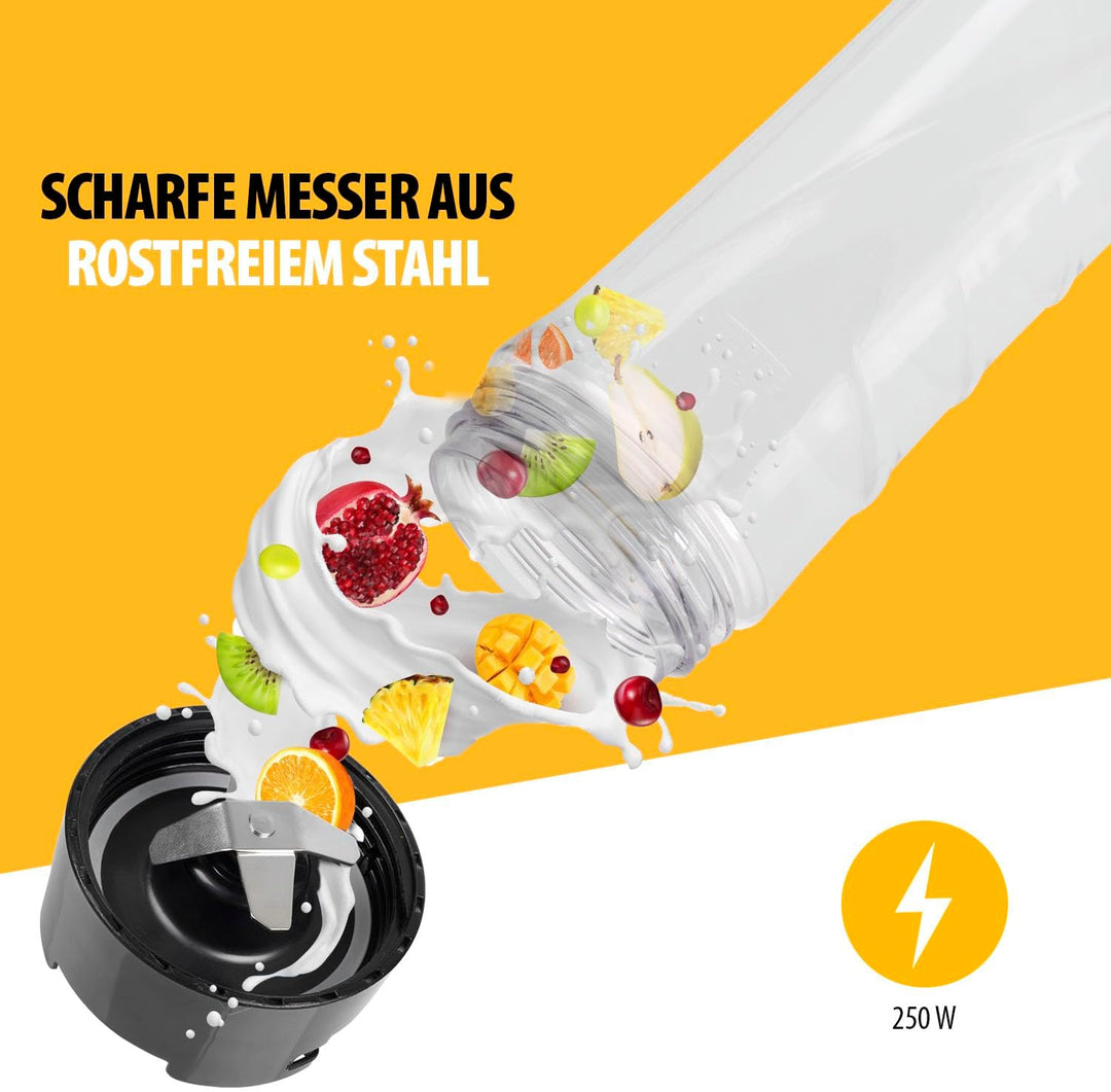 Tristar Smoothie Maker – 500ml Becher – Blender to go – Edelstahlklingen – mit Deckel – spülmaschine