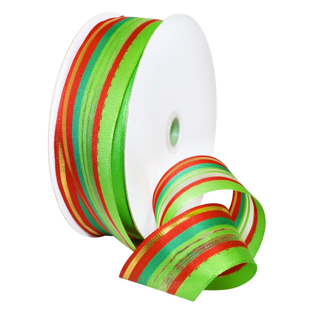 Morex Ribbon Dekoband aus Polyester, verdrahtet, 3,8 cm x 45,7 m, Rot/Grün 1.5" x 50 Yd rot/grün, 1.