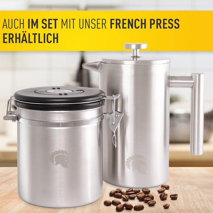 BaristaSoul Barista Legends® Kaffeedose luftdicht 500g Silber - Kaffeebohnen Behälter für den Aromas