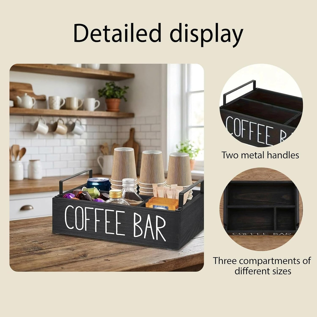 Kaffee Station Veranstalter,Kaffeebar Organizer Holz mit Fächern,Tee Aufbewahrung,Kaffee Station Auf