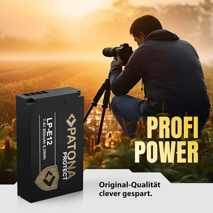 PATONA 2X Protect Akku Ersatz für Canon LP-E12 LPE12 Battery Pack 850mAh | Ersatzakku mit NTC-Sensor