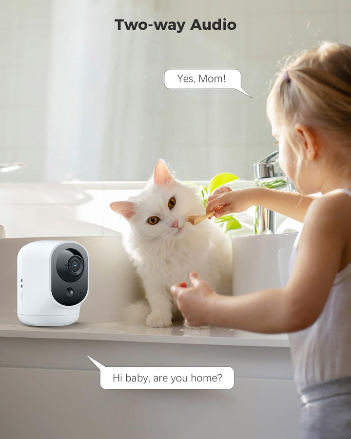 COCOCAM 2PCS 2K Überwachungskamera Innen WLAN mit 5200mAh Akku, kabelloser 355°P 90°T, Baby Monitor