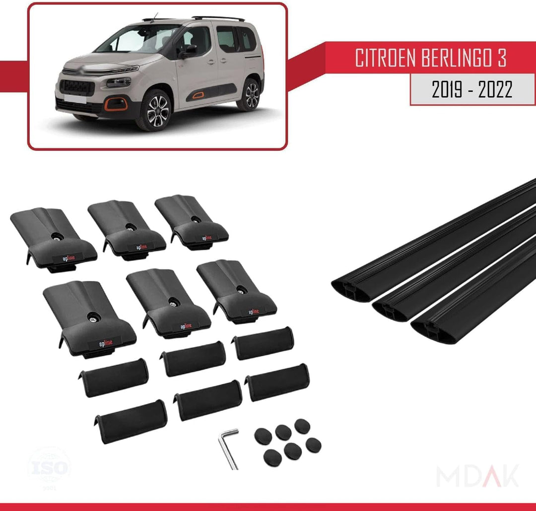 MDAK Kompatibel mit Citroen Berlingo 3 (K9) 2019-2022 Fly Model Relingträger Dachträger Auto Gepäckt