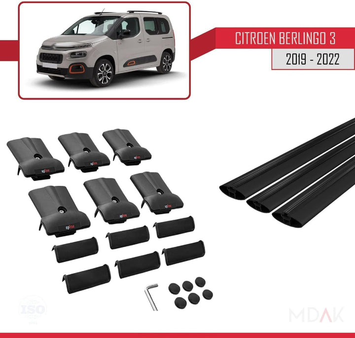 MDAK Kompatibel mit Citroen Berlingo 3 (K9) 2019-2022 Fly Model Relingträger Dachträger Auto Gepäckt