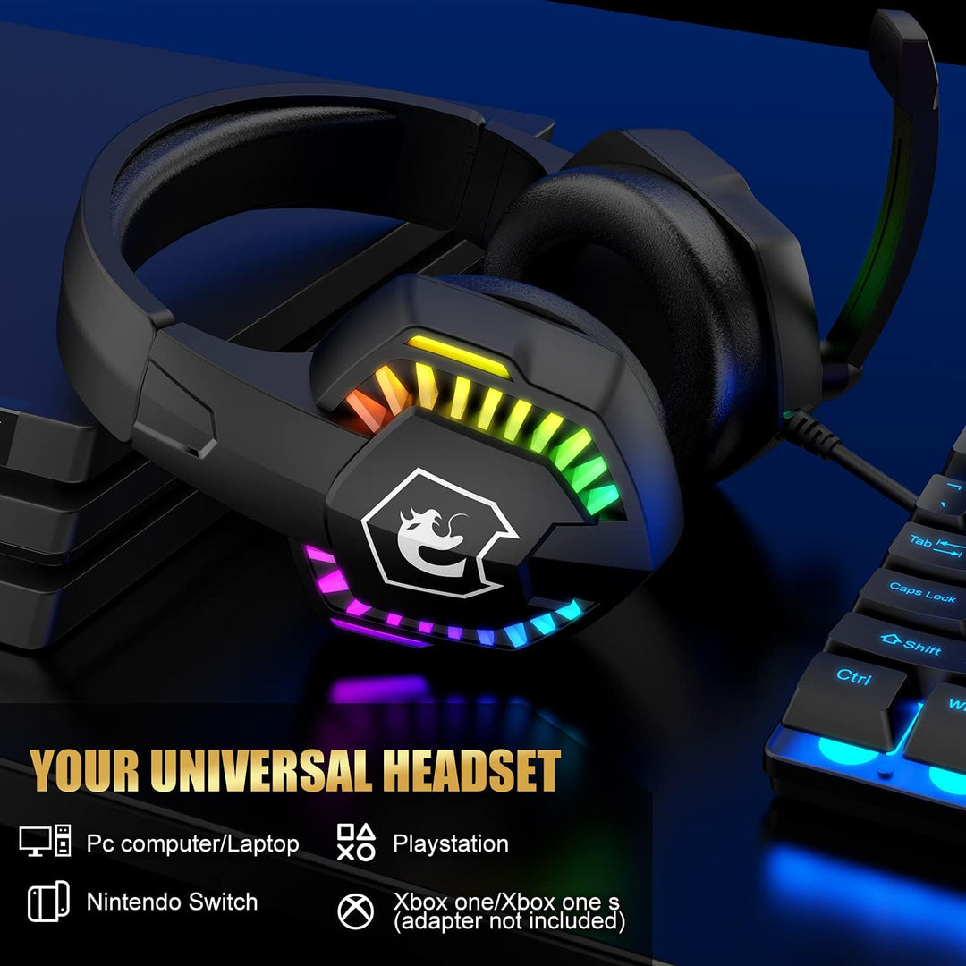 Kabelgebundene Gaming-Tastatur und Maus-Headset-Kombination, Regenbogen-LED-Hintergrundbeleuchtung,