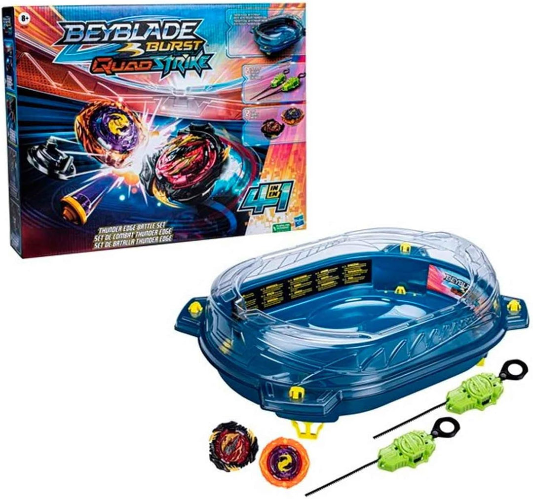 Beyblade Burst QuadStrike Thunder Edge Battle Set, Battle Set mit Beystadium-Arena, 2 Kreiseln und 2