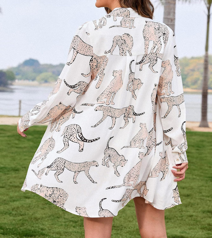 CUPSHE Langarm-Hemdkleid für Damen, durchsichtiges Blusentop mit Knöpfen, weisser Streifen S Weiss,