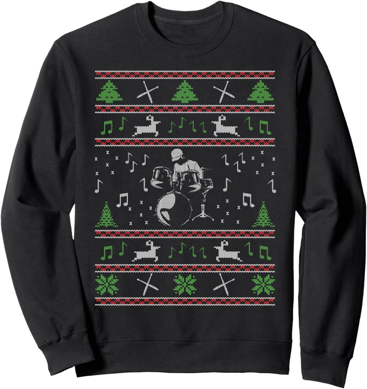 Schlagzeuger Ugly Christmas Weihnachtsfeier Motiv Sweatshirt