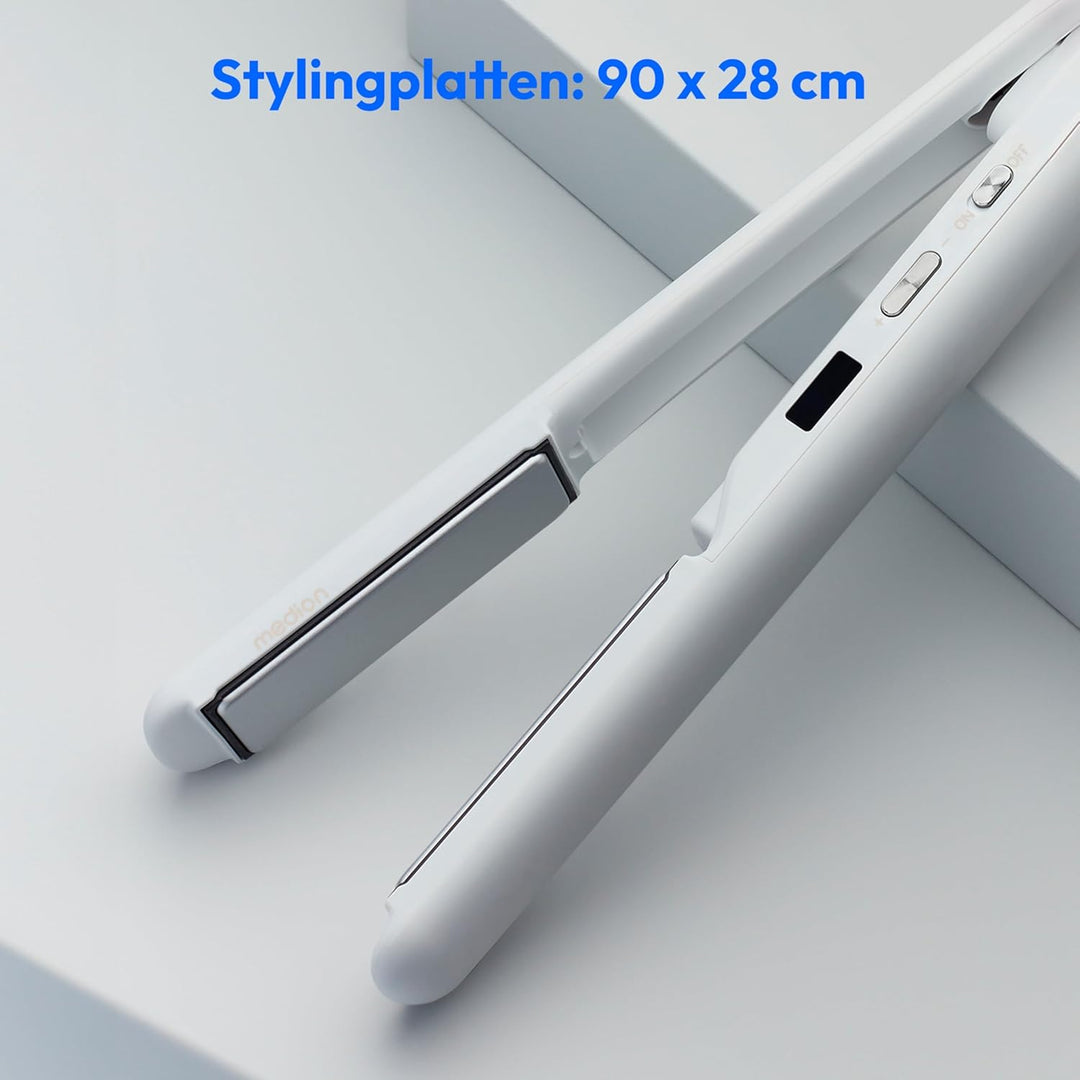 MEDION Glätteisen HS2 (kabellos, Display, 5 regelbare Hitzestufen, 165° bis 210°, breite flexible Ke