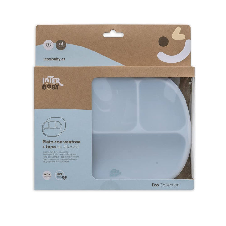 Interbaby Blaue Teller mit Silikondeckel, SI008-73