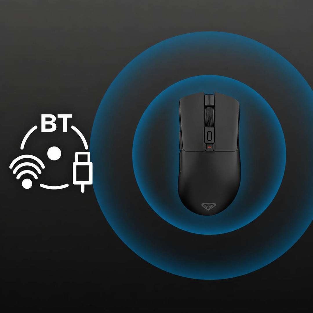 Genesis Zircon 880 Wireless Gaming Maus, 12000 DPI, 1000 Hz, Schwarz | Kabellose E-Sport Maus mit PA