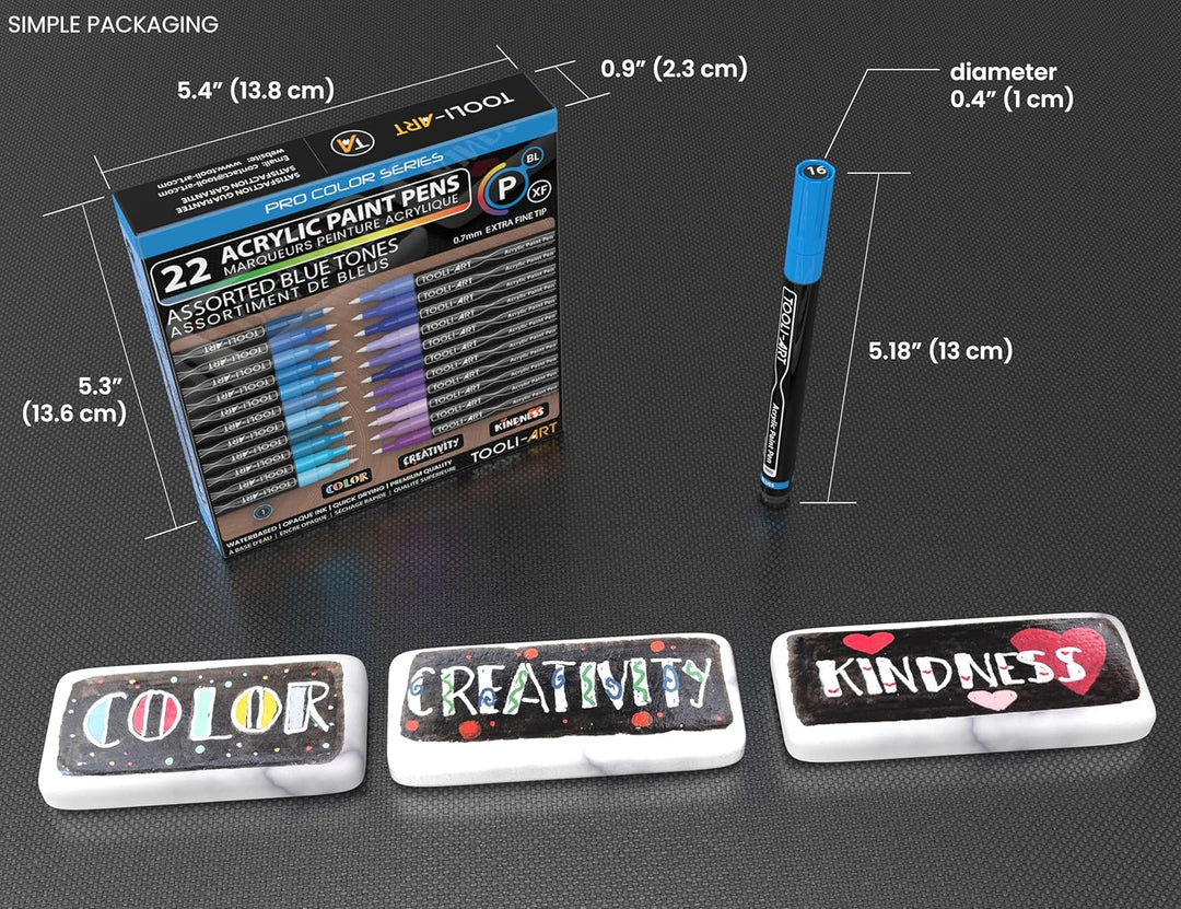 22 acrylstifte, Blau Und Lila, Pro Color Series Marker, 0,7 mm, Extra Feine Spitze Für Steinmalerei,