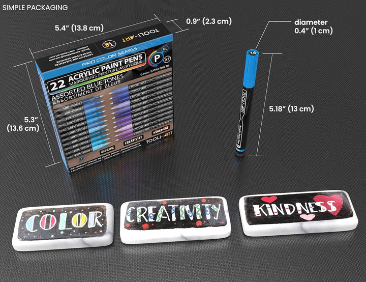 22 acrylstifte, Blau Und Lila, Pro Color Series Marker, 0,7 mm, Extra Feine Spitze Für Steinmalerei,
