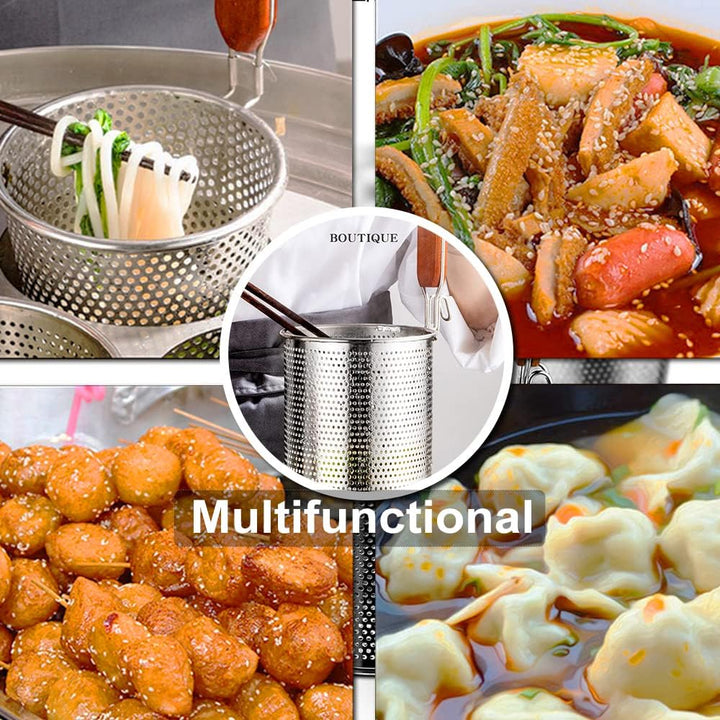 TENTA Kitchen Micro-Perforated Stainless Steel Pasta Basket Mesh Spider Food Dumpling Noodle Straine