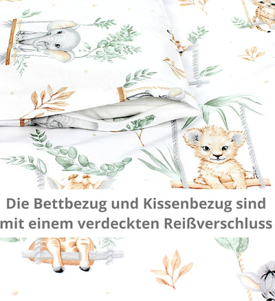 TupTam Unisex Baby Wiegenset 4-teilig Bettwäsche-Set: Bettdecke und Kopfkissen mit Bezug, Farbe: Saf