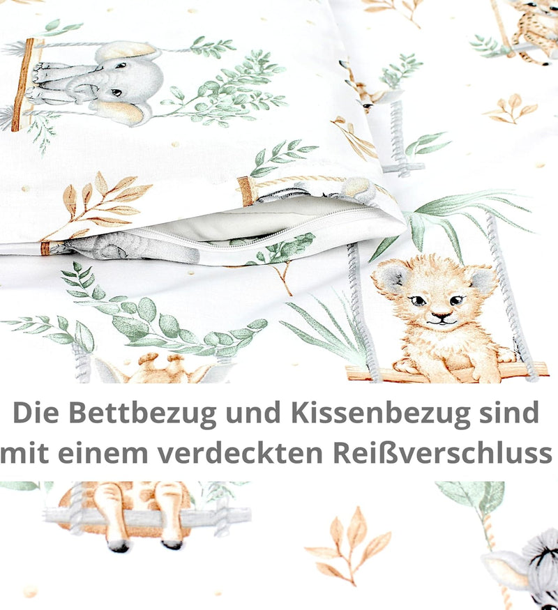 TupTam Unisex Baby Wiegenset 4-teilig Bettwäsche-Set: Bettdecke und Kopfkissen mit Bezug, Farbe: Saf