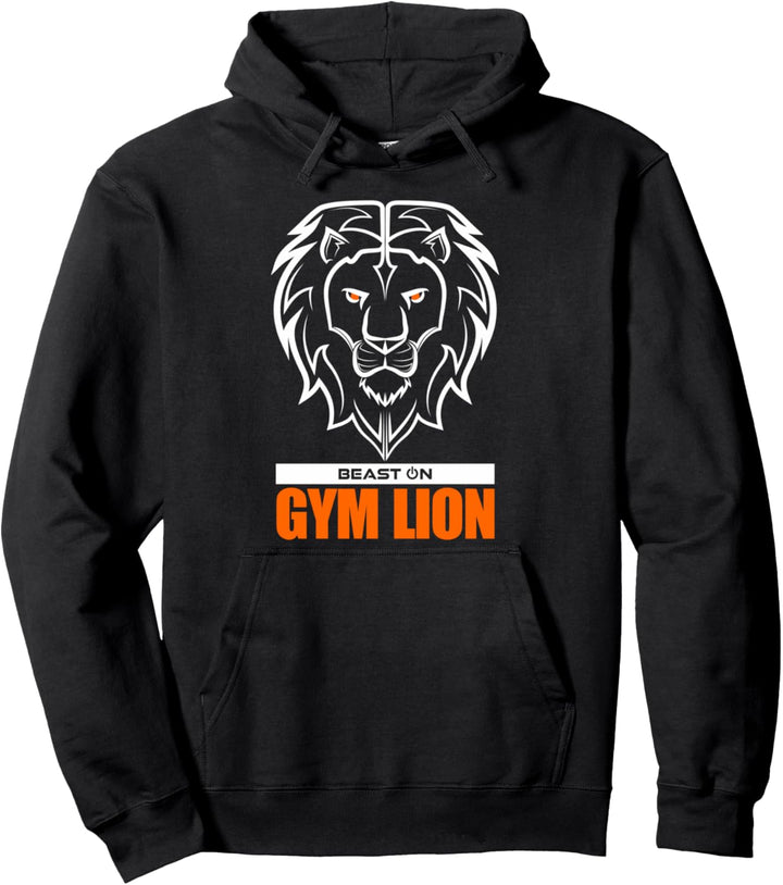 Gym Löwe Kopf Orange Tier Gains Workout Fitness Training Pullover Hoodie