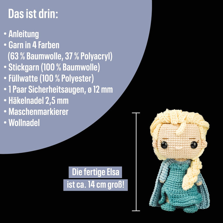 topp Funkogurumi Elsa. Das inoffizielle Häkelset: Anleitung, Misch-Garn in 4 Farben, Füllwatte, Stic