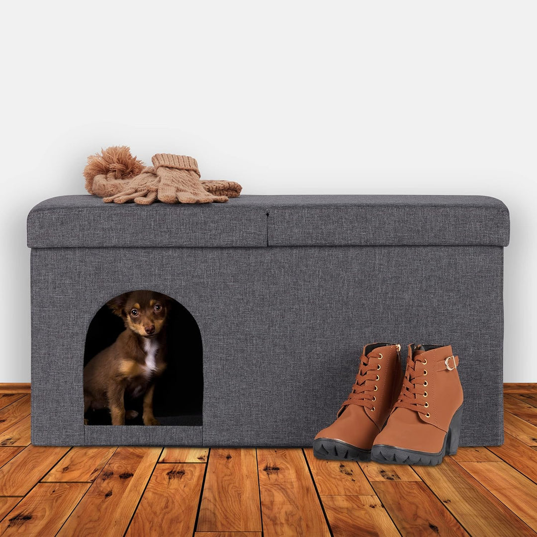Relaxdays Katzenhöhle faltbar, belastbare Sitzbank, Katzenmöbel Indoor, Tierversteck, HBT: 38,5 x 74