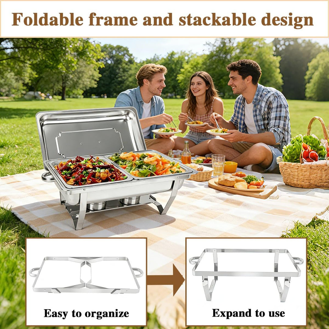2pcs 9 Liter-Chafing Dish Buffet Set,Edelstahl BuffetwäRmer Set,Rechteckiger SpeisenwäRmer Mit Zange